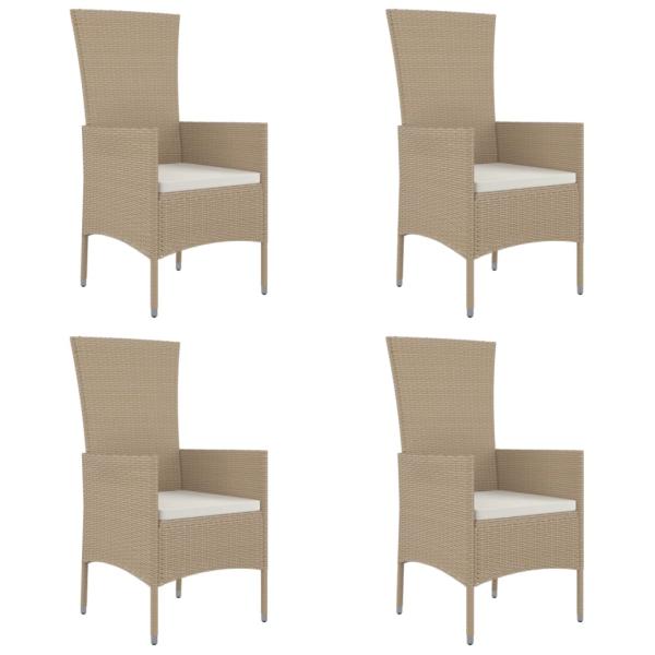 Gartenstühle mit Kissen 4 Stk. Poly Rattan Beige