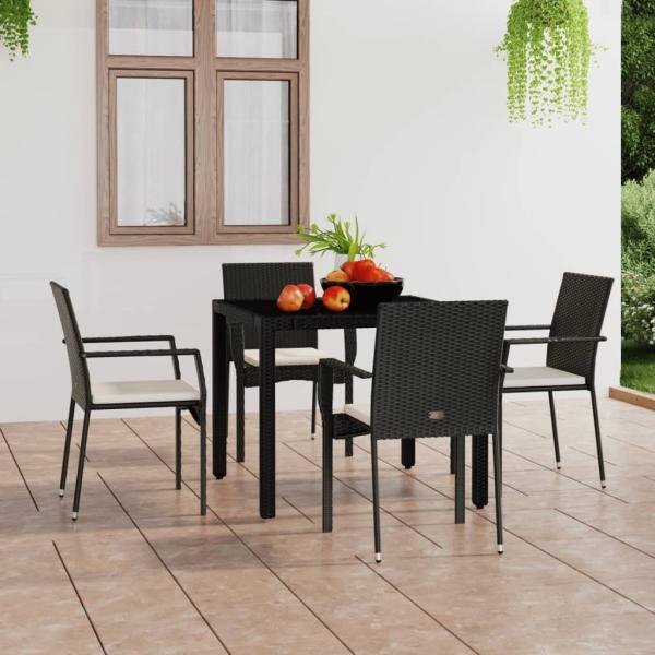 ARDEBO.de - Gartenst?hle mit Kissen 4 Stk. Poly Rattan Schwarz