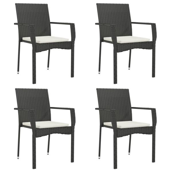 Gartenst?hle mit Kissen 4 Stk. Poly Rattan Schwarz
