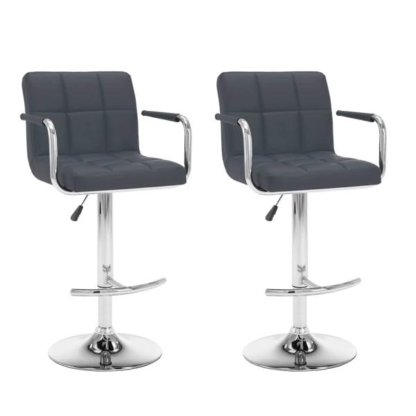 ARDEBO.de - Barhocker 2 Stk. Grau Kunstleder