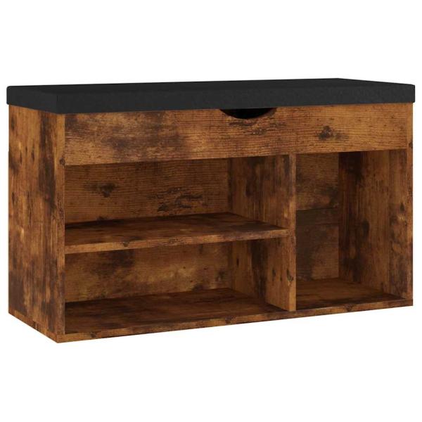 Schuhbank mit Kissen Räuchereiche 80x30x47 cm Holzwerkstoff