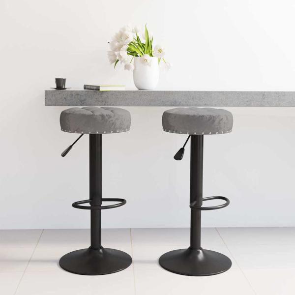 ARDEBO.de - Barhocker 2 Stk. Dunkelgrau Samt