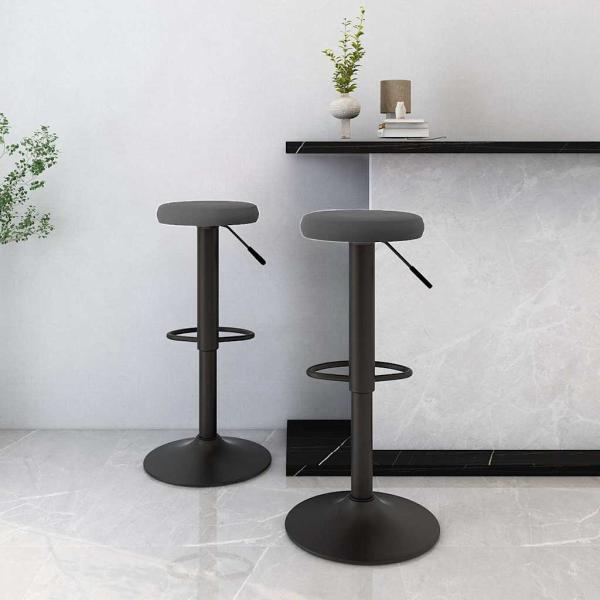 ARDEBO.de - Barhocker 2 Stk. Dunkelgrau Samt