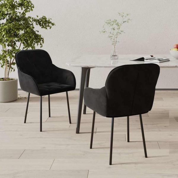 ARDEBO.de - Esszimmerstühle 2 Stk. Schwarz Samt