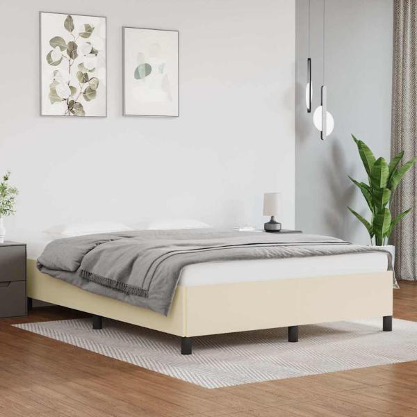 ARDEBO.de - Bettgestell Creme 140x190 cm Kunstleder