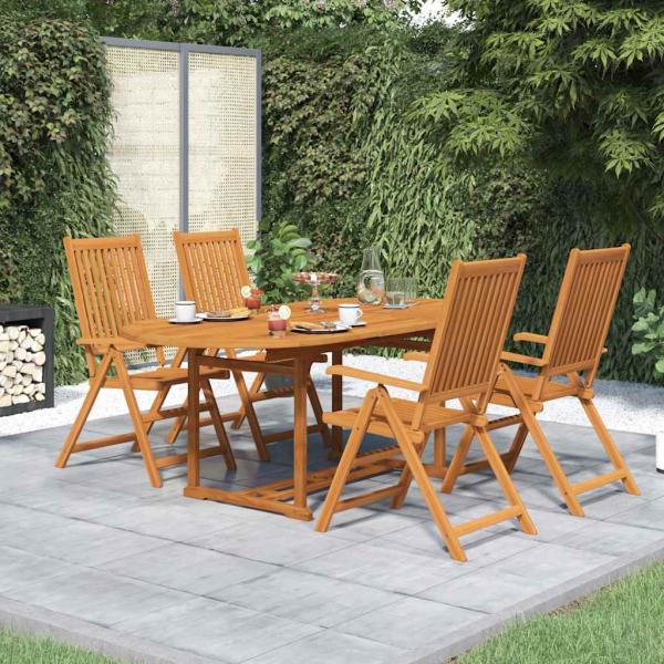 ARDEBO.de - 5-tlg. Garten-Essgruppe Massivholz Akazie 150-200 cm