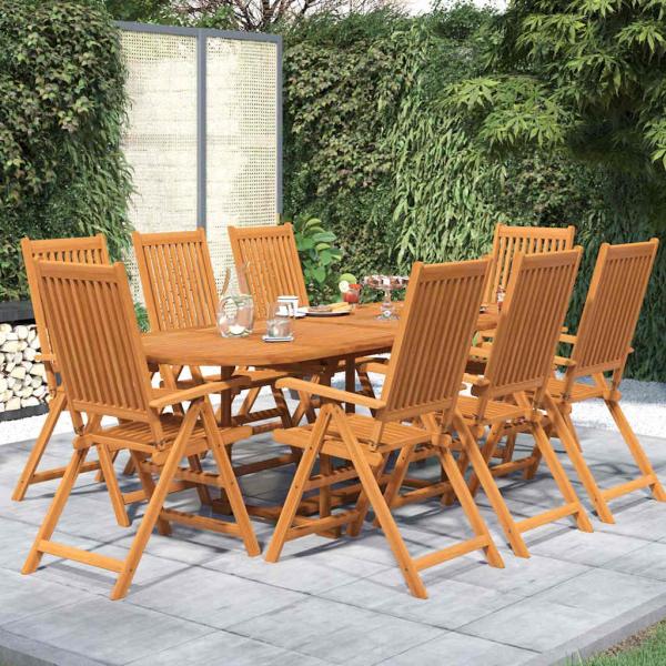 ARDEBO.de - 9-tlg. Garten-Essgruppe Massivholz Akazie 160-240 cm