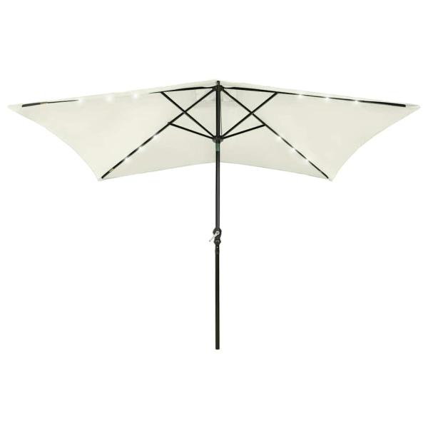 ARDEBO.de - Sonnenschirm mit LEDs und Stahl-Mast Sandweiß 2x3 m