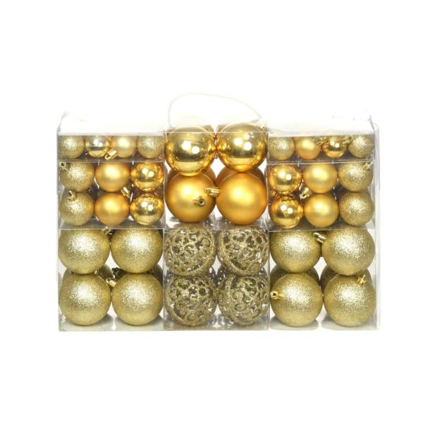 ARDEBO.de - 100-tlg. Weihnachtskugel-Set 3/4/6 cm Golden