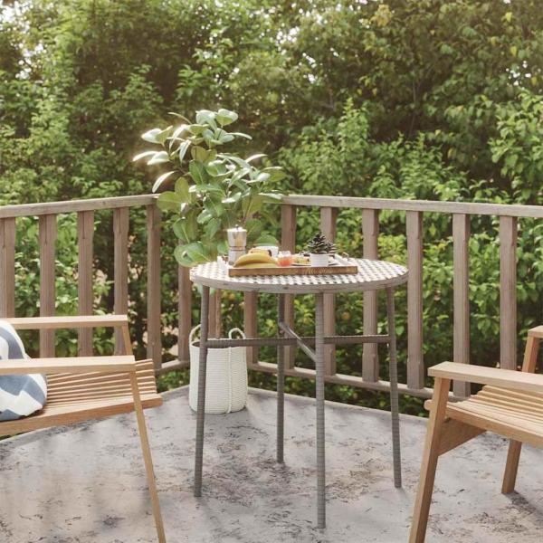 ARDEBO.de - Beistelltisch Grau 45 cm Poly Rattan