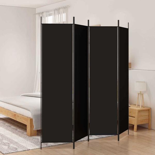 ARDEBO.de - 4-tlg. Paravent Schwarz 200x200 cm Stoff