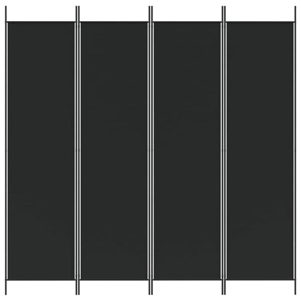 4-tlg. Paravent Schwarz 200x200 cm Stoff