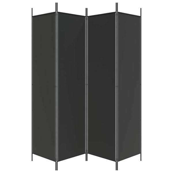 4-tlg. Paravent Schwarz 200x200 cm Stoff