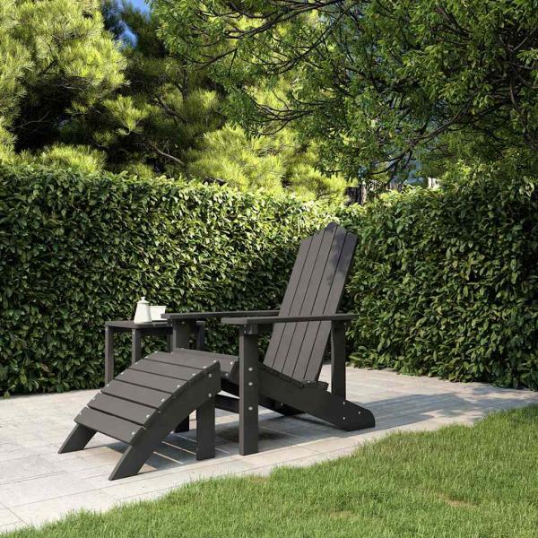 ARDEBO.de - Adirondack-Gartenstuhl mit Fußteil HDPE Anthrazit