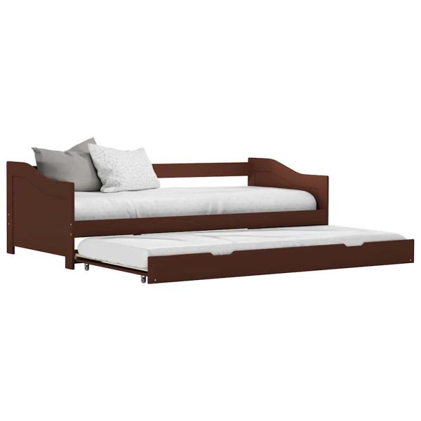 ARDEBO.de - Ausziehsofa Bettgestell Dunkelbraun Kiefernholz 90×200 cm