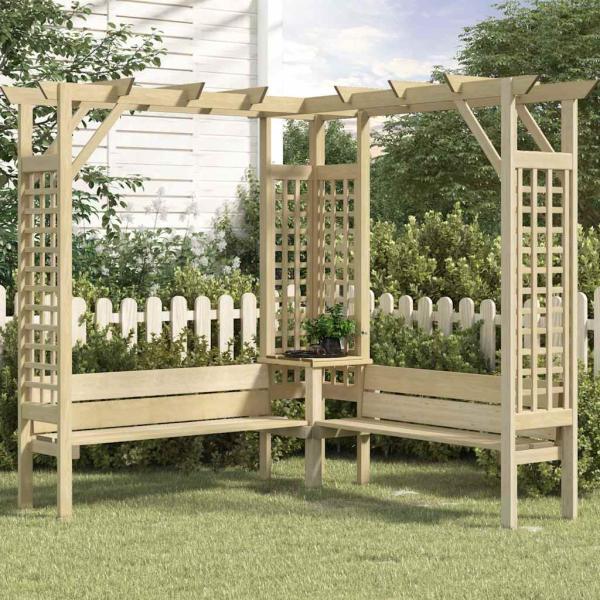 ARDEBO.de - Eck-Pergola mit Bank Kiefernholz Imprägniert