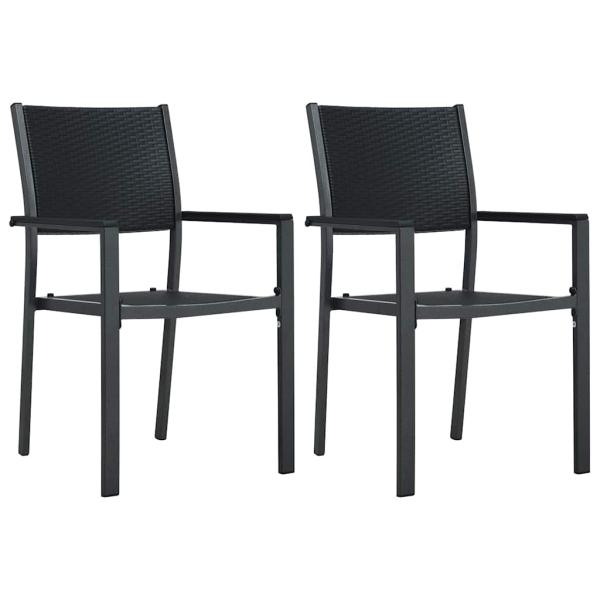 ARDEBO.de - Gartenst?hle 2 Stk. Schwarz Kunststoff Rattan-Optik
