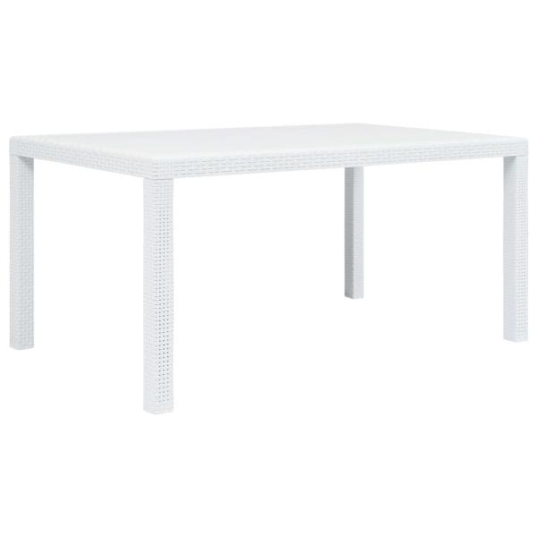 ARDEBO.de - Gartentisch Weiß 150x90x72 cm Kunststoff Rattan-Optik