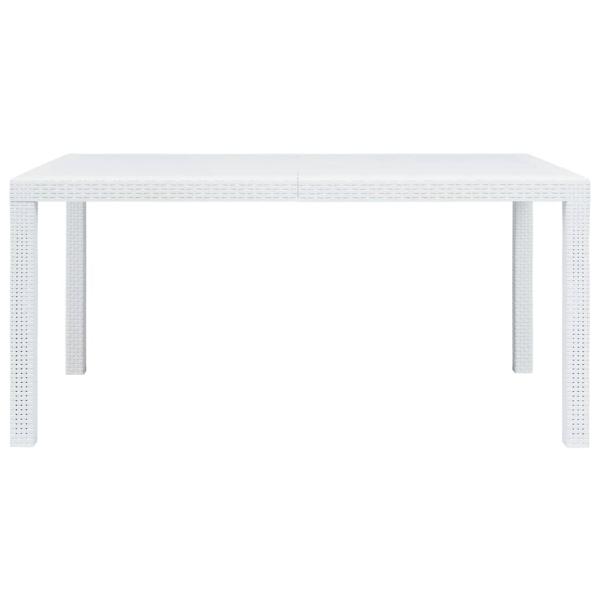 Gartentisch Weiß 150x90x72 cm Kunststoff Rattan-Optik