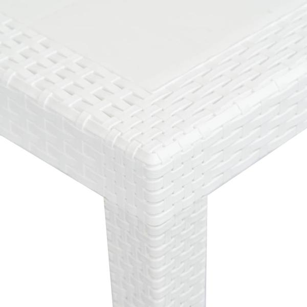Gartentisch Weiß 150x90x72 cm Kunststoff Rattan-Optik