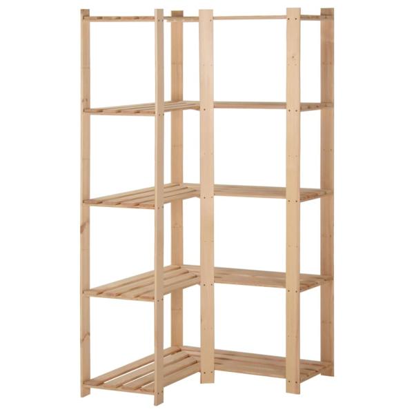 ARDEBO.de - Eck-Lagerregal mit 5 B?den 82,5x82,5x170 cm Massivholz Kiefer
