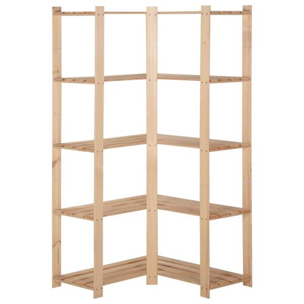 Eck-Lagerregal mit 5 B?den 82,5x82,5x170 cm Massivholz Kiefer