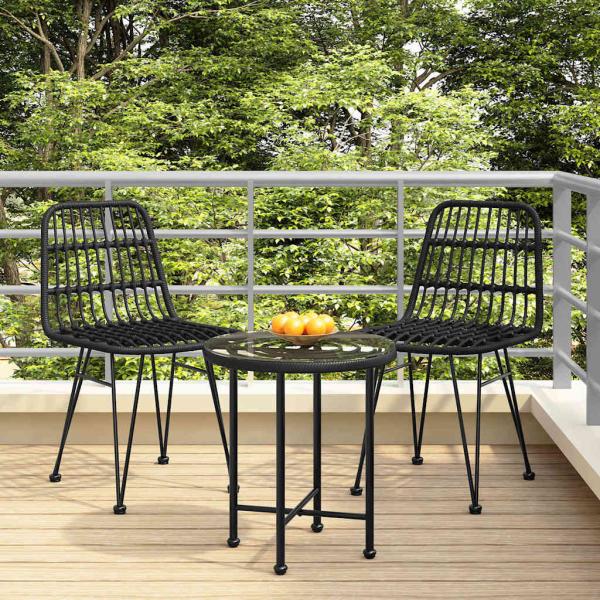 ARDEBO.de - Gartenst?hle 2 Stk. Schwarz 48x62x84 cm PE-Rattan