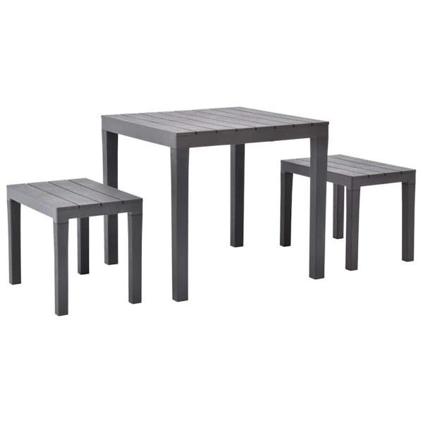 ARDEBO.de - Gartentisch mit 2 Bänken Kunststoff Braun