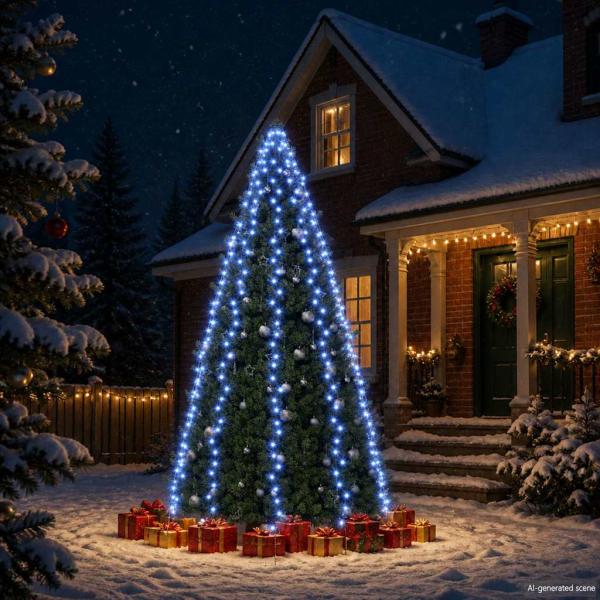 ARDEBO.de - Weihnachtsbaum-Lichternetz mit 400 LEDs Blau 400 cm