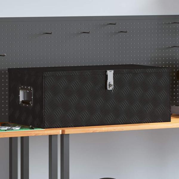 ARDEBO.de - Aufbewahrungsbox Schwarz 90x47x33,5 cm Aluminium