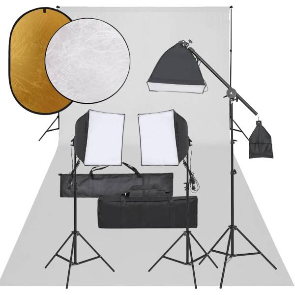 ARDEBO.de - Fotostudio-Set mit Beleuchtung, Hintergrund und Reflektor