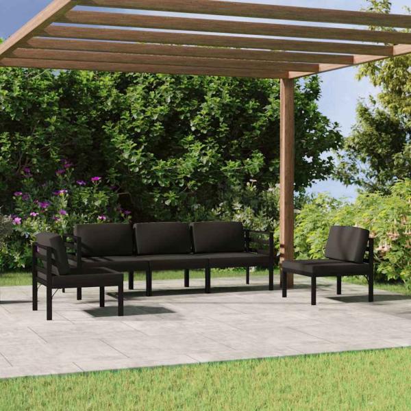 ARDEBO.de - 5-tlg. Garten-Lounge-Set mit Kissen Aluminium Anthrazit