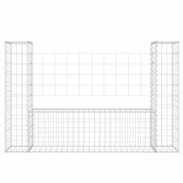 Gabionenkorb U-Form mit 2 Säulen Eisen 140x20x100 cm