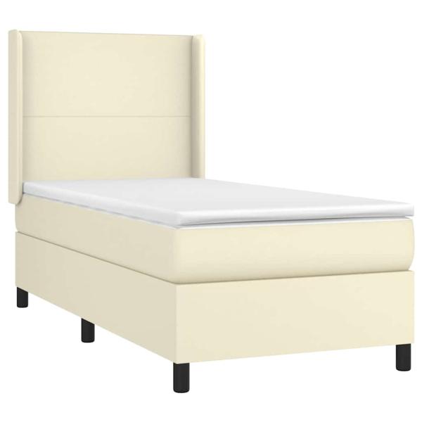 Boxspringbett mit Matratze Creme 90x190 cm Kunstleder