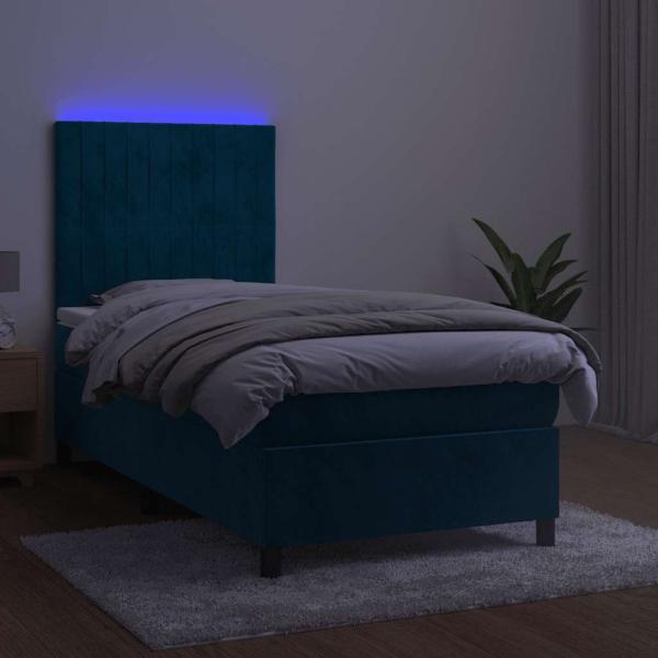 Boxspringbett mit Matratze & LED Dunkelblau 80x200 cm Samt