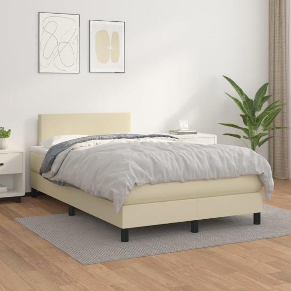 ARDEBO.de - Boxspringbett mit Matratze Creme 120x200 cm Kunstleder