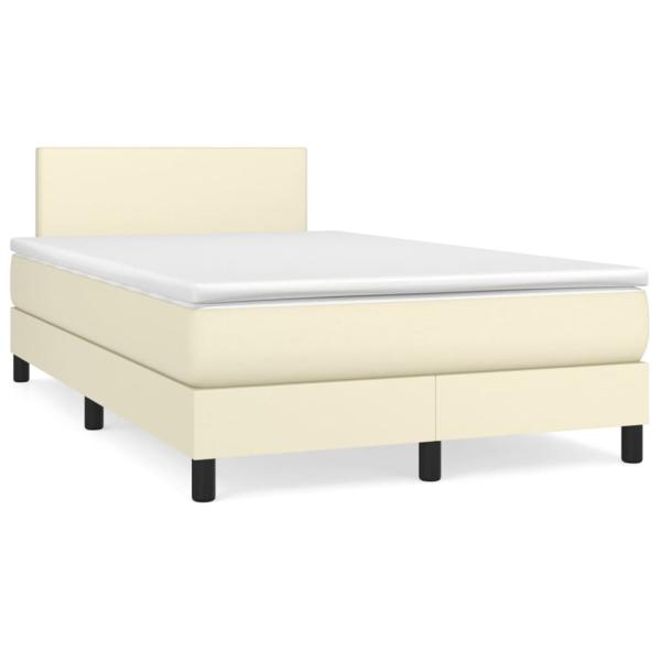 Boxspringbett mit Matratze Creme 120x200 cm Kunstleder