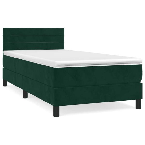 Boxspringbett mit Matratze Dunkelgrün 90x190 cm Samt