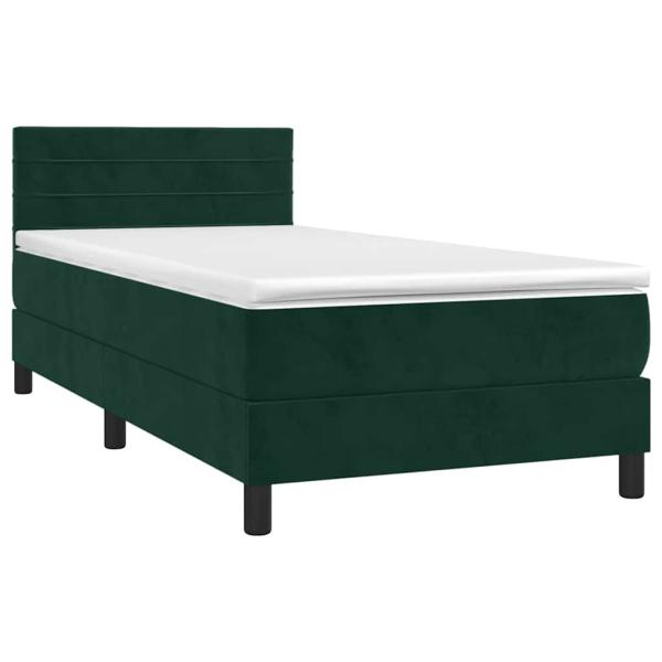 Boxspringbett mit Matratze Dunkelgrün 90x190 cm Samt