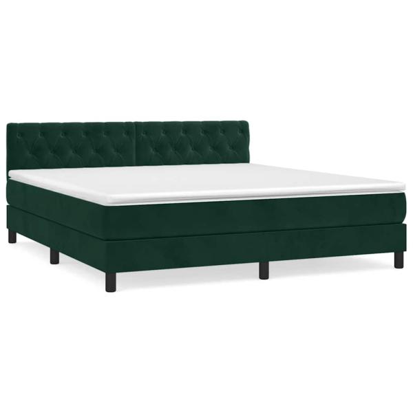Boxspringbett mit Matratze Dunkelgrün 160x200 cm Samt