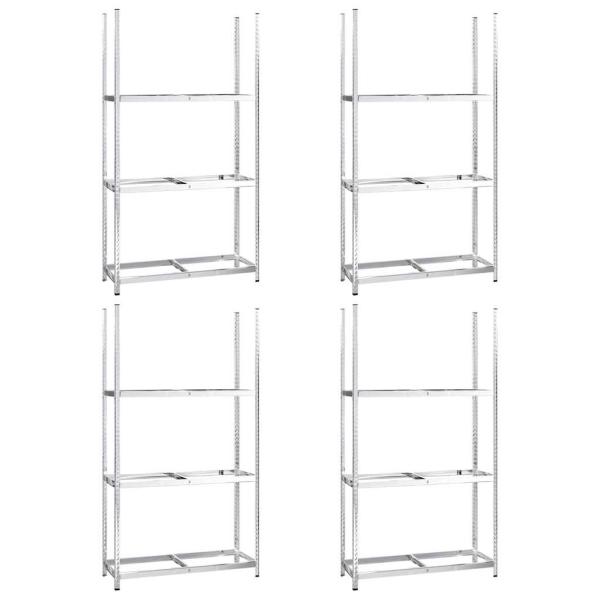 Reifenregale mit 3 B?den 4 Stk. Silbern 110x40x200 cm Stahl