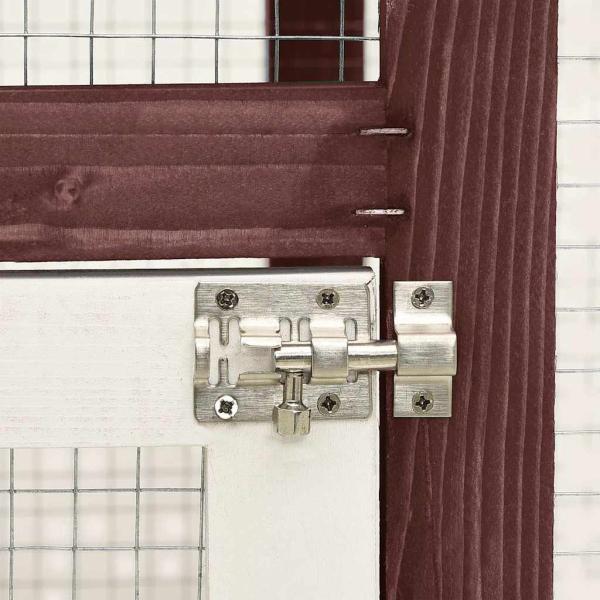 Kaninchenstall Mokka und Weiß 140x63x120 cm Tanne Massivholz
