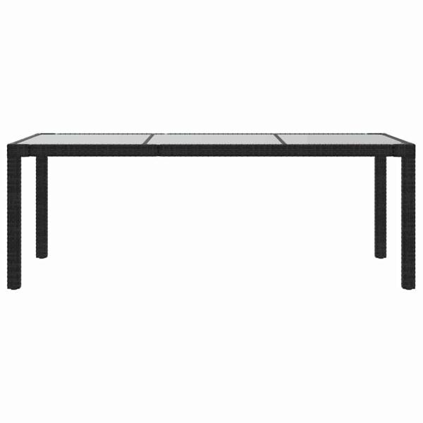 Gartentisch Schwarz 190x90x75 cm Gehärtetes Glas Poly Rattan