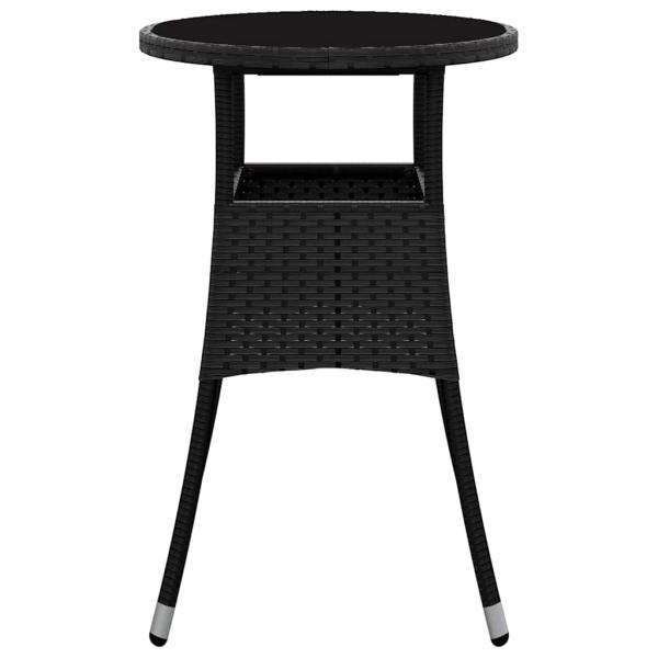 Gartentisch Ø60x75 cm Hartglas und Poly Rattan Schwarz