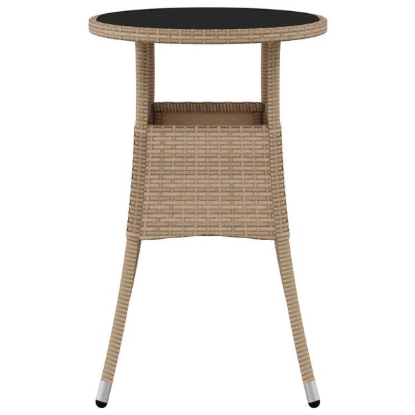 Gartentisch Ø60x75 cm Hartglas und Poly Rattan Beige