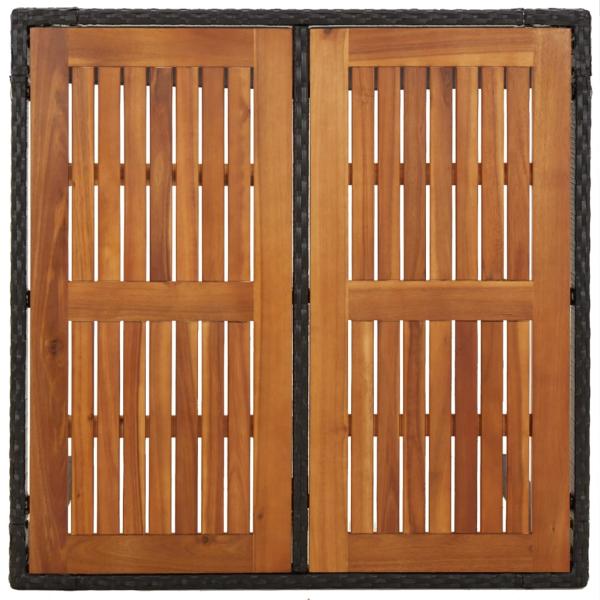 Gartentisch mit Holzplatte Schwarz 90x90x75 cm Poly Rattan