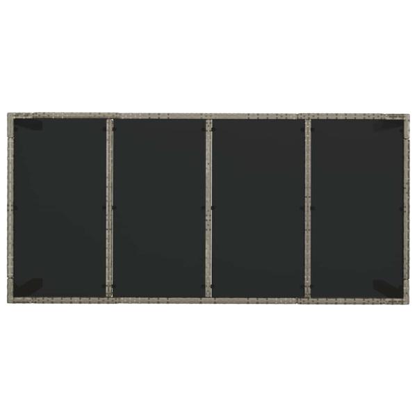 Gartentisch mit Glasplatte Grau 190x90x75 cm Poly Rattan