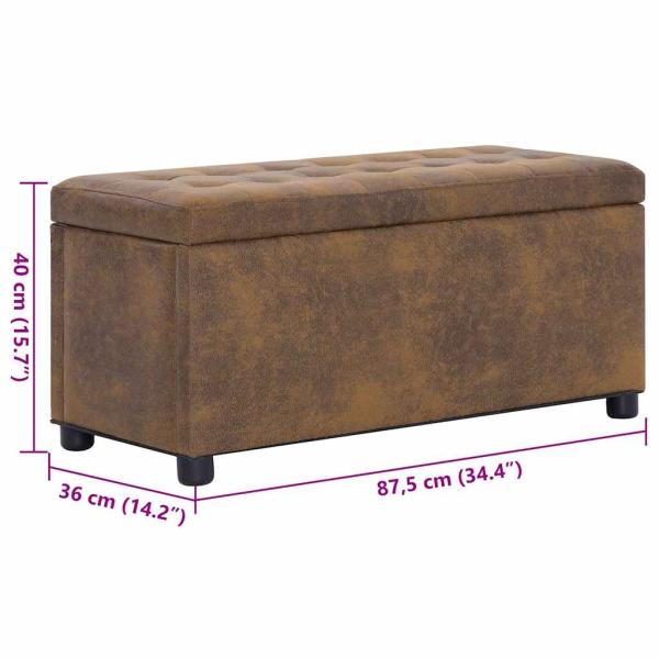 Ottoman mit Stauraum 87,5 cm Braun Wildleder-Optik