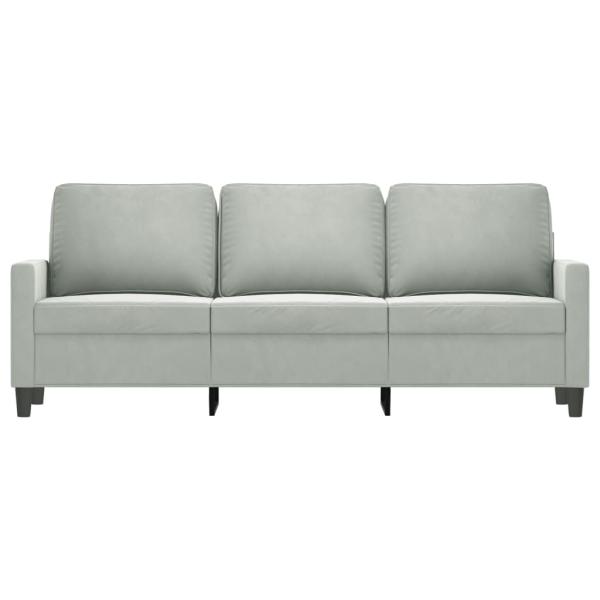 3-Sitzer-Sofa Hellgrau 180 cm Samt