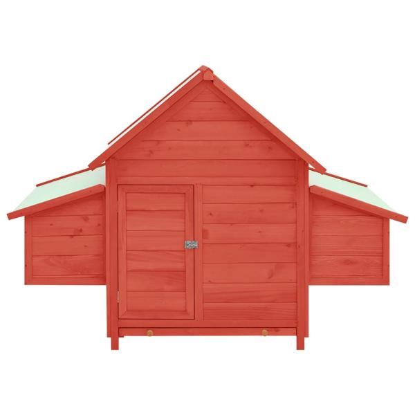 Hühnerstall Rot und Weiß 150x96x110 cm Massivholz Tanne